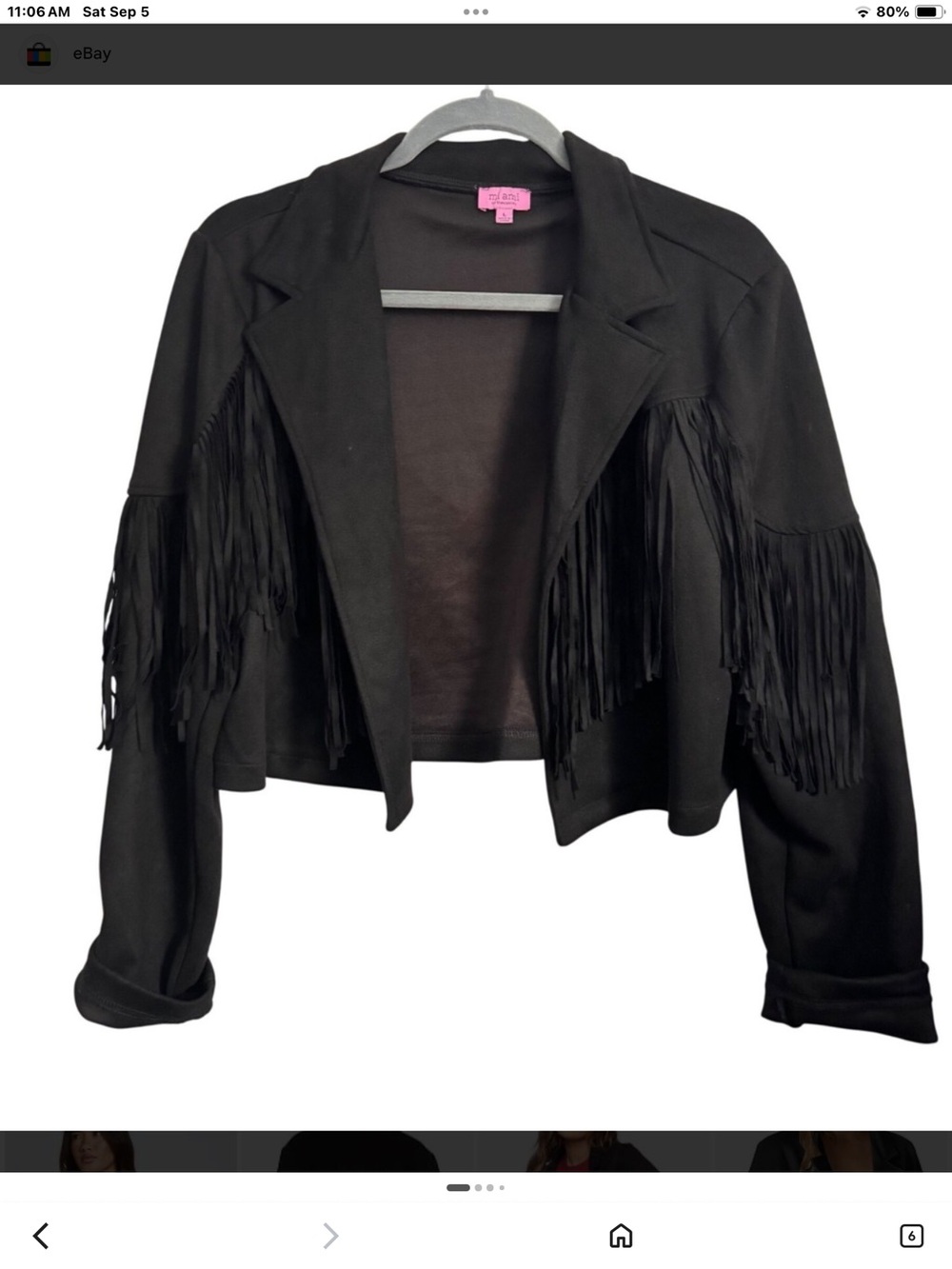 Mi Ami Fringe  Detail Black Jacket - Women's Cropped Coat
